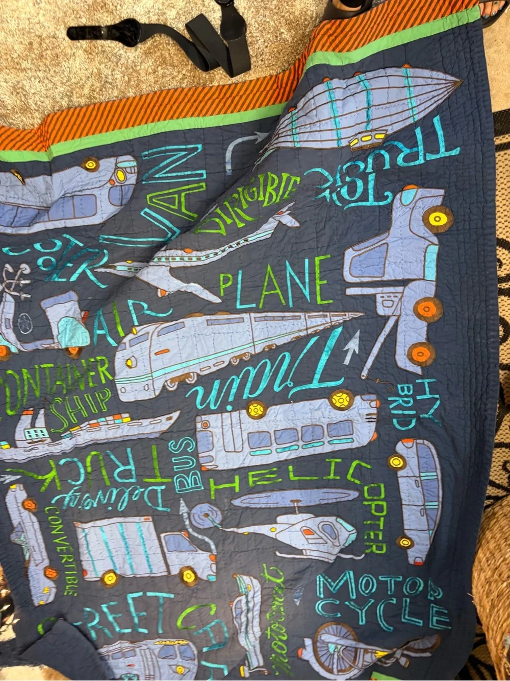 Land of Nod Blue and Green Quilt queen